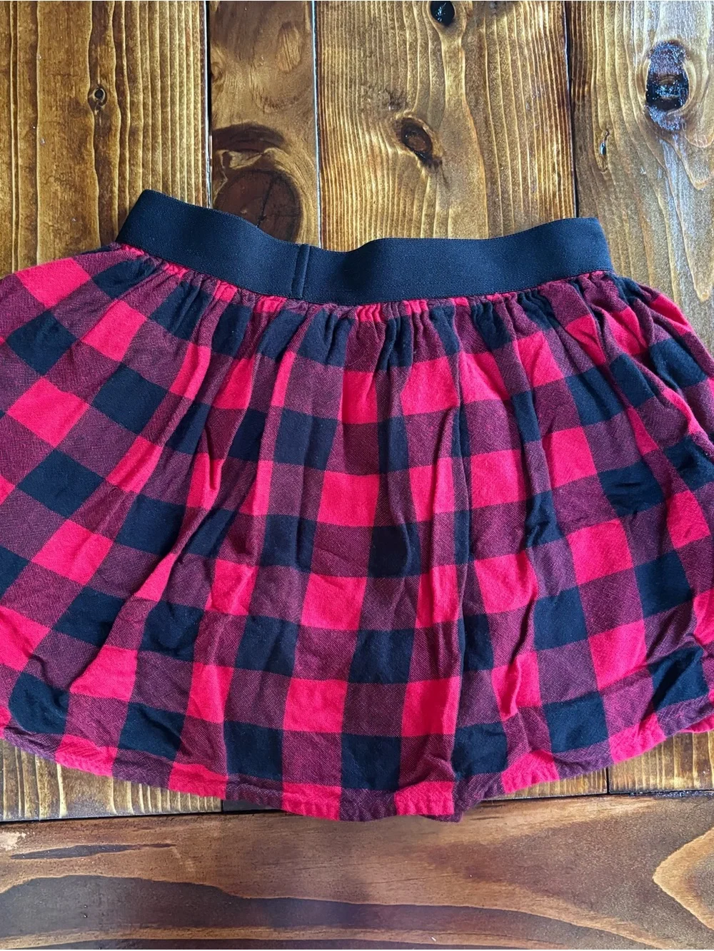 GAP Kids Girls Red/Black Plaid A-Line Short Pull-On Skirt S (6-7) Lined